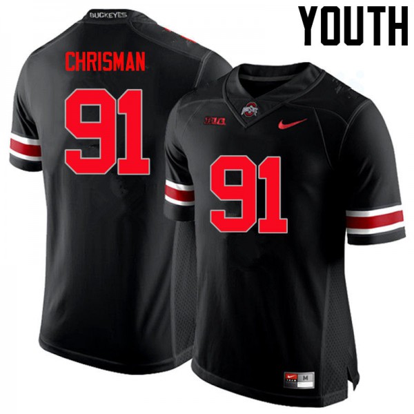 Ohio State Buckeyes #91 Drue Chrisman Youth Alumni Jersey Black